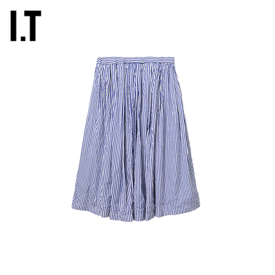 IT条纹半身裙伞裙时尚通勤