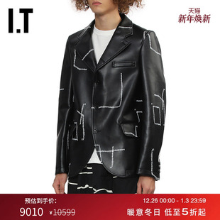 des GARCONS HOMME 皮革感西装 COMME BLACK情侣款 夹克外套 CDG