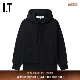 CDG GARCONS川久保玲情侣款 PLAY des 纯色连帽拉链卫衣 COMME