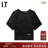 时尚 DEMOO女装 短袖 上衣新款 解构感假两件拼接半袖 41099AXO