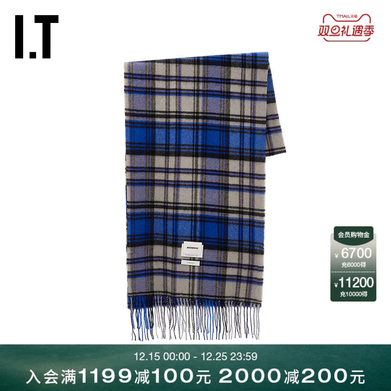 ITADERerror绵羊毛格纹围巾