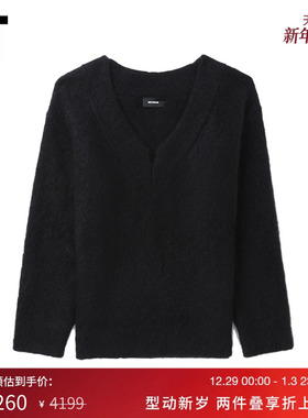 IT We11Done女装V领针织衫新款时髦大气合身纯色毛绒毛衣658WBKXL