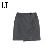 斜纹毛呢合身叠层直筒裙03502BH 通勤时尚 MSGM女装 半身裙新品