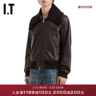 IT OUR LEGACY男装皮衣皮夹克新款复古有型毛绒翻领皮外套4259PU