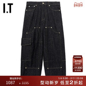 GANNI女装 阔腿牛仔裤 新款 简约休闲立体纹理宽松长裤 J1617XXO