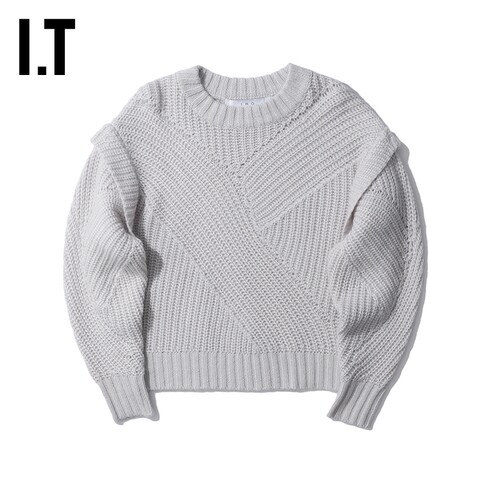 itiro女装针织衫新品落肩罗纹