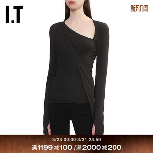 HELMUT 上衣新款 LANG女装 长袖 摩登时髦不规则设计纯色内搭 修身