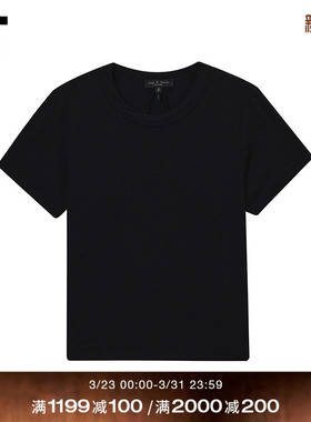 IT rag & bone女装修身短袖T恤新款时尚简洁纯色内搭短上衣9925XQ