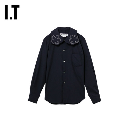 IT CDG COMME des GARCONS GIRL女装花边领长袖衬衫新款可爱复古