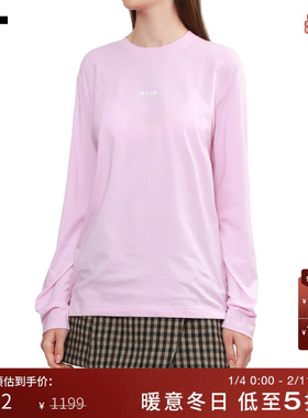 IT MSGM女装圆领长袖T恤新款简约基础款logo装饰宽松上衣M50798AP