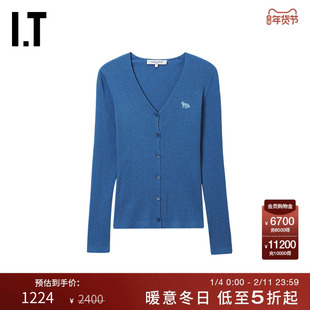 IT Maison Kitsune女装罗纹针织开衫新款简约日常薄外套PW513KXP