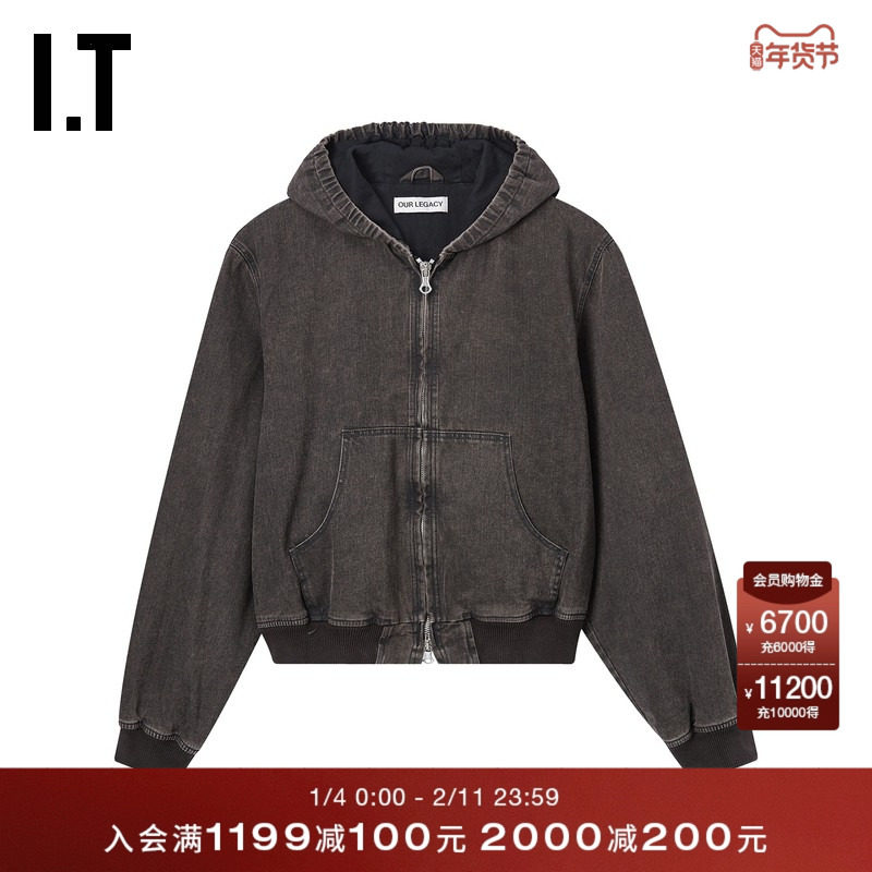 IT OUR LEGACY男装连帽拉链牛仔夹克新款潮酷型男水洗外套22BBCMO