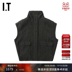 rag 花呢上衣新款 立领无袖 宽松背心马甲2005IRXN bone女装