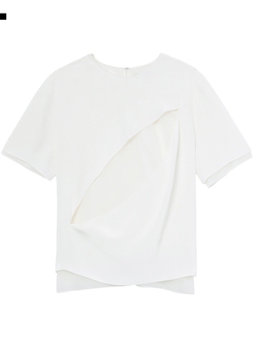 IT PETER DO女装短袖上衣新款个性时尚薄纱叠层挖剪上衣S24407XM