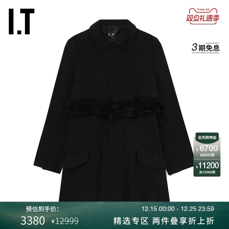 IT立体褶饰大衣外套简约时尚