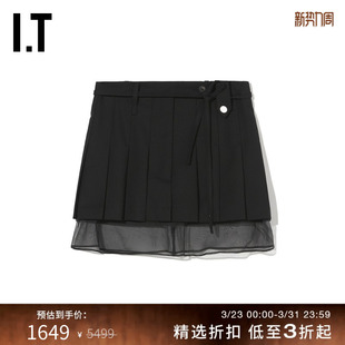半身裙百褶裙新款 LAB男装 时髦摩登网纱叠层短裙SK002AMM EGON