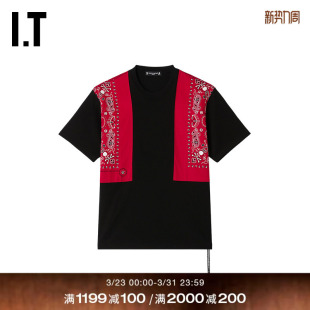 mastermind 复古潮男佩斯利图案拼接半袖 JAPAN男装 T恤新款 短袖