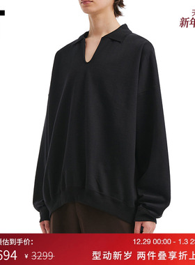 IT MARKAWARE男装宽松翻领卫衣新款随性休闲纯色套头上衣9CS04CMP