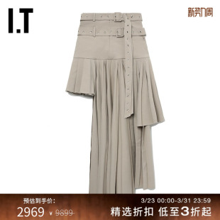 摩登时髦百褶裙褶裥长裙2CA180XL 不规则半身裙新品 ROKH女装