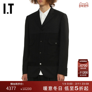 IT CDG COMME des GARCONS HOMME DEUX男装拼接条纹西装夹克外套
