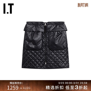 半身裙新品 LANG女装 时髦菱格纹高腰A字裙短裙9HW301XI HELMUT