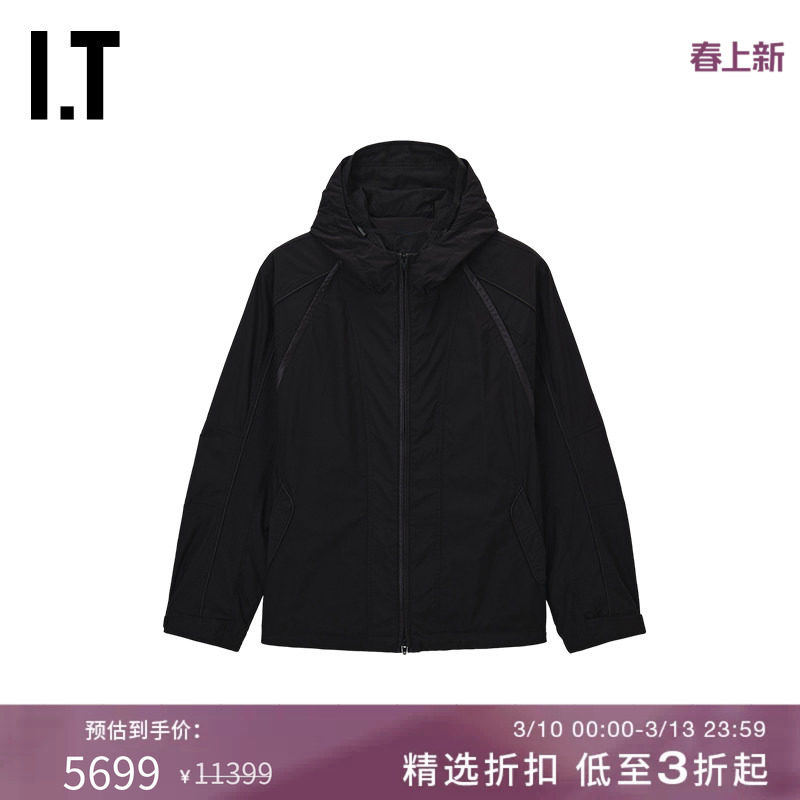 IT JUUN.J男装连帽拉链夹克新款帅气户外风宽松纯色外套839P71MP