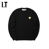 CDG GARÇONS川久保玲女装 PLAY COMME des V领针织衫 爱心缝饰