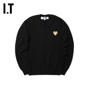IT CDG PLAY COMME des GARÇONS川久保玲女装V领针织衫爱心缝饰