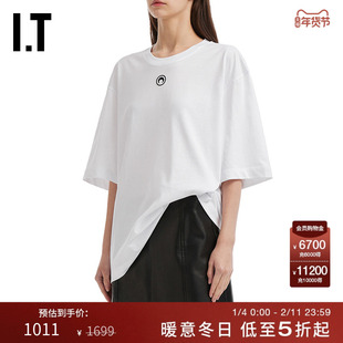 IT MARINE SERRE男装宽松短袖T恤新款简约休闲新月刺绣圆领半袖
