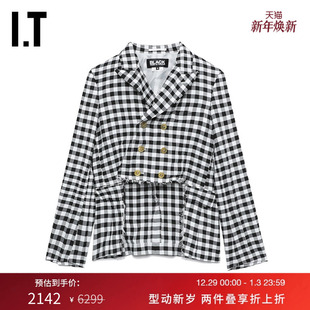 des COMME GARCONS HOMME 夹克 BLACK情侣前短后长格纹西装 CDG