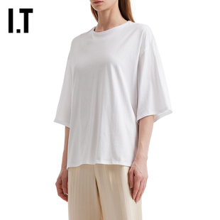 IT LouLou Studio女装落肩短袖T恤新款简约休闲风宽松纯色半袖