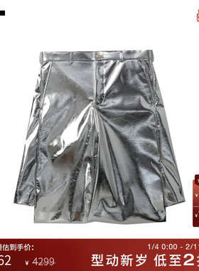 IT CDG COMME des GARCONS HOMME BLACK情侣款光泽感仿皮裙裤中裤