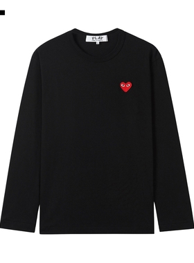 IT CDG PLAY COMME des GARCONS川久保玲情侣款爱心缝饰长袖T恤