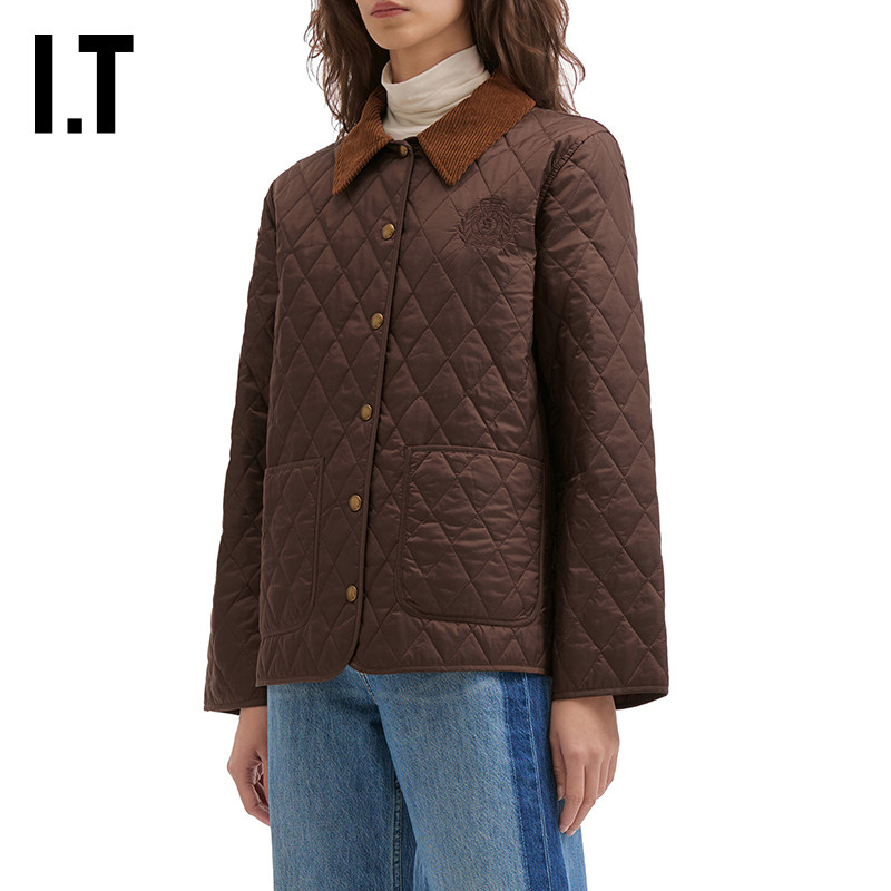 IT Sporty & Rich女装翻领绗缝夹克新款复古时尚棉服外套43BR03XP