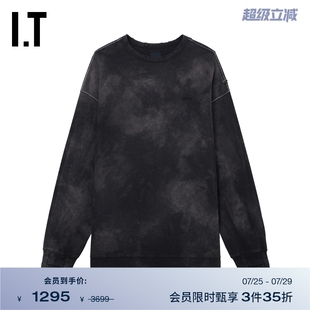 T恤新款 JUUN.J男裝 水洗磨白長袖 潮酷有型做舊圓領上衣341P01MO