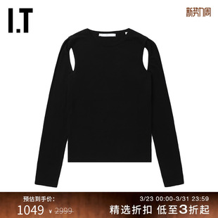 HELMUT 新款 LANG女装 针织衫 挖剪镂空薄上衣2H0703XM 合身长袖