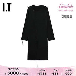 Yohji Yamamoto女装 长袖 绑带开叉中长裙81192XL 连衣裙新款 时尚