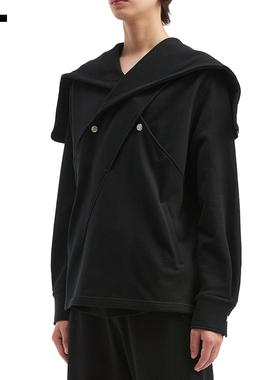 IT NULLUS男装连帽卫衣新款潮流设计感宽松纯色连帽衫上衣ABLKMP