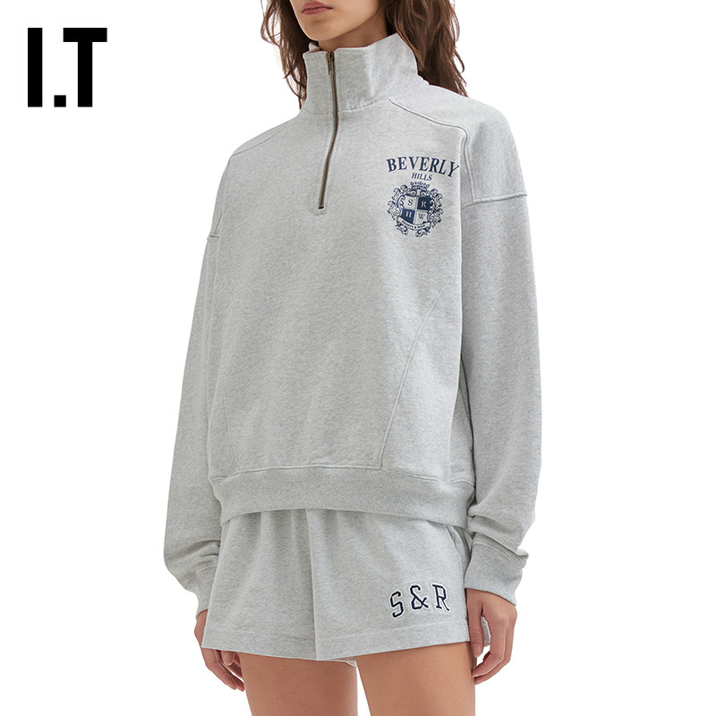 IT Sporty & Rich女装半拉链拉链卫衣新款青春活力套头衫56GY03XP