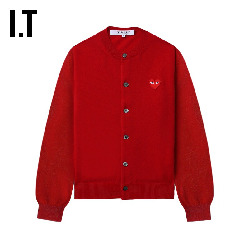 IT CDG PLAY COMME des GARCONS川久保玲情侣款合身羊毛针织开衫