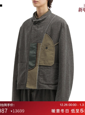 IT kolor男装小翻领西装夹克新款复古质感解构感拼接外套G07105MP