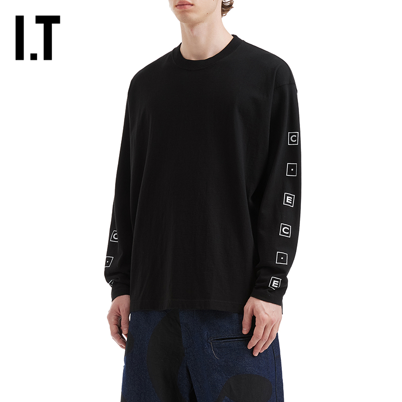 ITC.E圆领长袖T恤暗黑文艺风