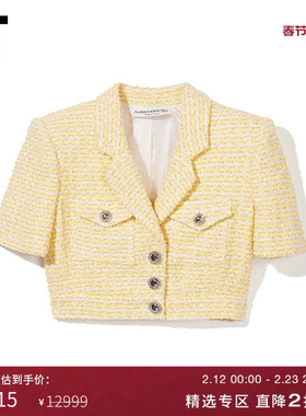 IT ALESSANDRA RICH女装短款粗花呢夹克新品小香风露脐外套3169XK