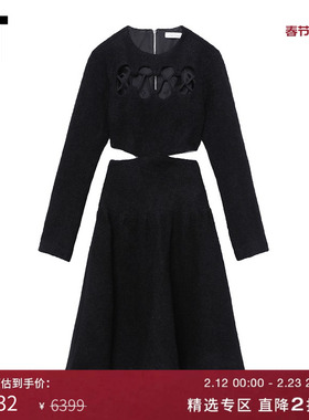 IT LOUIS SHENGTAO CHEN女装毛呢连衣裙新款挖剪露腰伞裙254150X