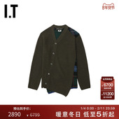 CDG HOMME COMME des GARCONS PLUS男不对称拼接斜襟针织开衫