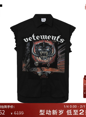 IT VETEMENTS女装宽松翻领背心新款复古潮酷暗黑图案装饰SH250BXM