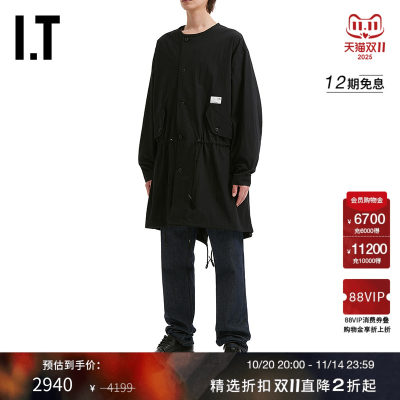 IT uniform experiment男装中长款圆领大衣新款酷感有型风衣外套