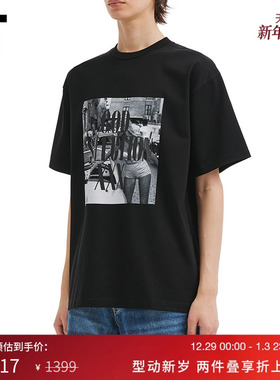 IT GOD SELECTION XXX男装宽松短袖T恤新款欧美潮流照片印花半袖