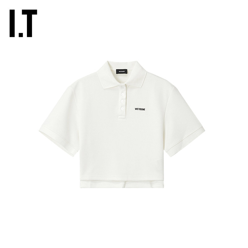 IT We11Done女装短袖polo衫26秋新款青春活力短款翻领上衣
