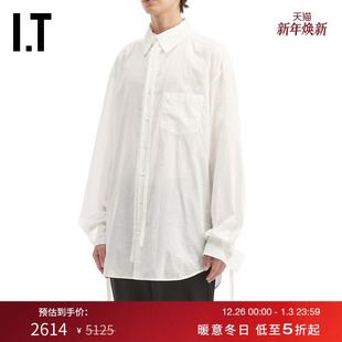 Ann 新款 Demeulemeester男装 衬衫 简约文艺风微透长衬衣 中长款